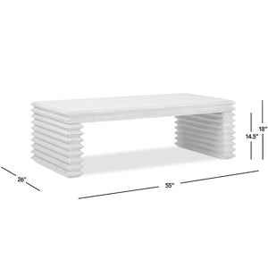 English Elm Veda Reclaimed Pine Geometric Waterfall Coffee Table Whitewashed Sculptural Living Room B2719P485503