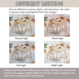 English Elm Modern 4-Piece Dining Set with Smooth Waterproof Top, Stable Wood Frame, Comfortable Foam Chairs Beige,Light Oak W1998S00079