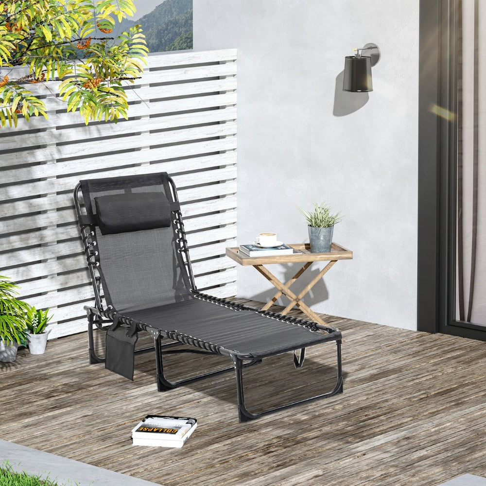English Elm Outsunny Folding Reclining Chaise Lounge Chair - Adjustable Backrest, Portable & Comfortable For Outdoors W2225P174378-GIGA