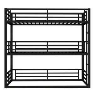 English Elm Twin Metal Triple Bunk Bed With Safety Guardrails - Heavy-Duty, Noise-Reduced Design In Black Finish P1 W1580S00142-GIGA