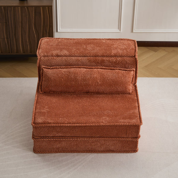 English Elm Compression Modular Sofa Bed - Cozy Orange Fleece, No Assembly, Versatile Design For Every Space! W3723P377145