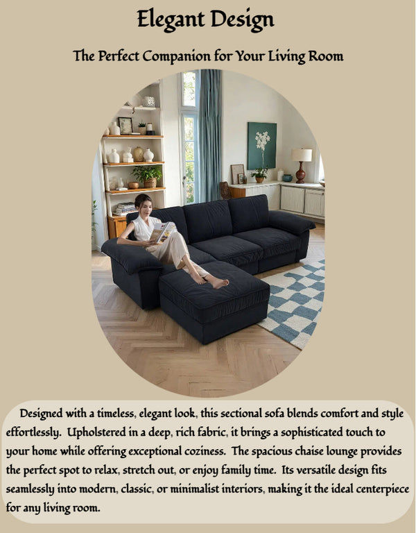 English Elm Fx-P20M-3S0-Bk Modern L-Shaped Sectional Sofa With Storage, Deep Cushions & Space-Saving Design W576S00234