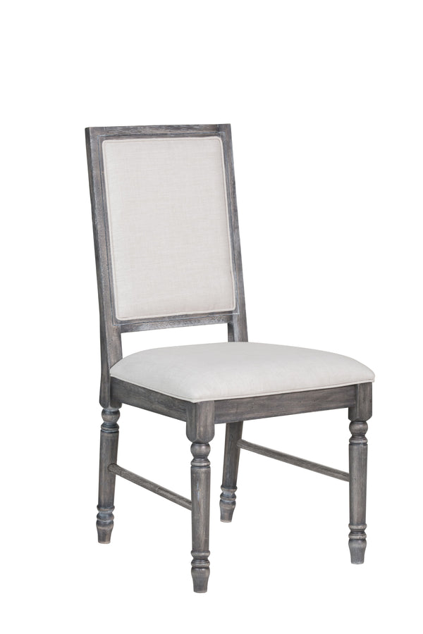 English Elm Leventis Cream Linen Side Chair Set of 2 – High-Back Armless Dining Chairs, Weathered Gray Legs, 220lb Capacity B2726P264969