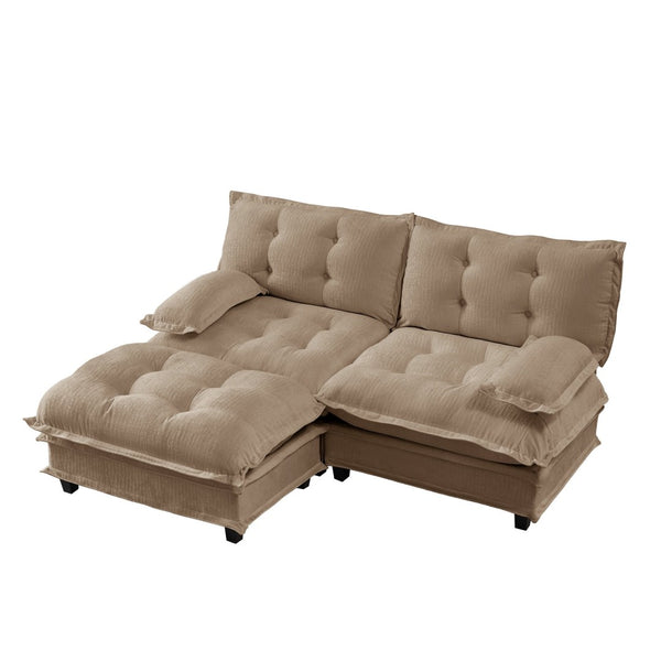 English Elm 77" Modular Cloud Sectional Chenille Couch Deep Lounge Seat with Ottoman for Living Room Light Coffee W714S01692