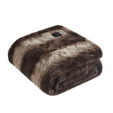 Beautyrest Zuri Glam/Luxury Faux Fur Heated Wrap with Built-in Controller BR54-2784 Brown