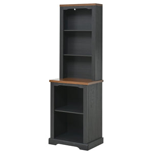 English Elm 3-piece Farmhouse Entertainment Center with Curved Cabinets Walnut Mdf Modular Living Room Black N721S000072B