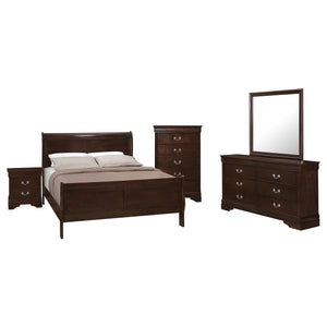 English Elm Bruno Five-Piece Queen Bedroom Set - Elegant Cappuccino Finish With Sleigh Bed & Ample Storage Solutions B062S00905