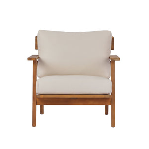 English Elm 29.5" Solid Acacia Outdoor Club Chair Mid-century Patio Armchair with Quick-dry Cushion N767P359940T