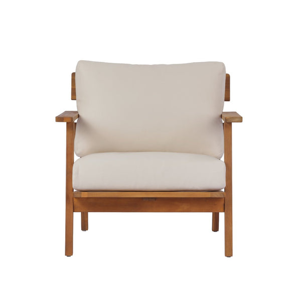 English Elm 29.5" Solid Acacia Outdoor Club Chair Mid-century Patio Armchair with Quick-dry Cushion N767P359940T