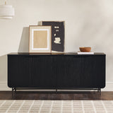 69" Scandinavian 4 Door Sideboard Black REED5DBL2 Walker Edison