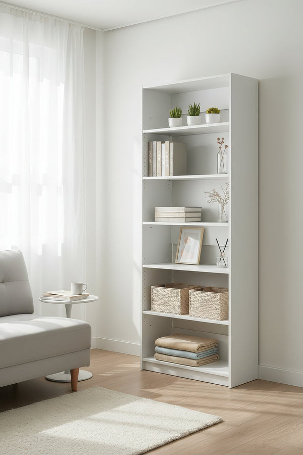 English Elm Prosper 32" White Wood Walk-In Closet System with Freestanding Design, Oak Finish, Durable Melamine Storage B040P407431