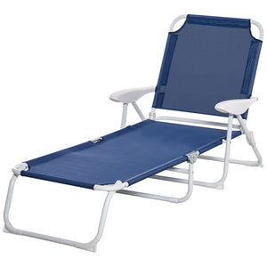 English Elm Outsunny Folding Chaise Lounge Chair - Adjustable 4-Position, Lightweight Metal Frame For Beach & Patio W2225P200778-GIGA