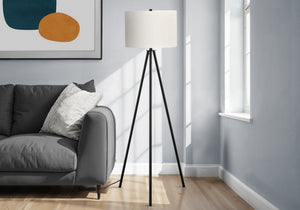 English Elm Lighting, 63" Contemporary Tripod Floor Lamp With Black Metal Frame & Ivory Shade For Any Space B2710P220151