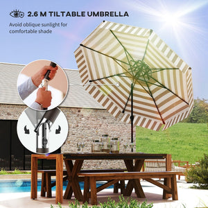 English Elm Outsunny 8.6 Ft Vented Patio Market Umbrella with Crank Tilt and Upf 30 Protection W2225P485589