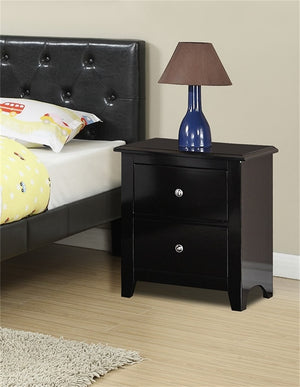 English Elm Nightstand Solid Pine Wood with 2 Drawers in Classic Black — Compact, Durable Storage for Bedroom SR014251