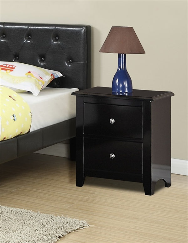 English Elm Nightstand Solid Pine Wood with 2 Drawers in Classic Black — Compact, Durable Storage for Bedroom SR014251