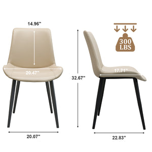 English Elm Beige Pu Leather Dining Chairs Set Of 2 - Modern, Durable, Ergonomic For Kitchen, Office & More! T3967P384117