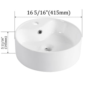 English Elm Ceramic Above-Counter Bathroom Sink Basin - Elegant Glossy White Design For Modern Spaces W999P363287