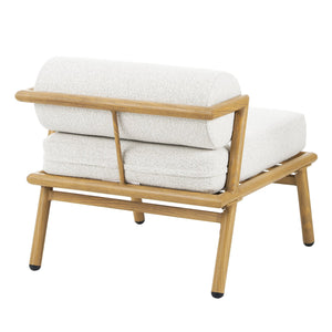 English Elm Christopher Knight Home® - La Fiora Teak-Finish Iron Club Chair Set of 2 with Off-White Outdoor Cushions, Weather-Resistant Luxe Seating N775P247389T