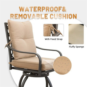 English Elm Outdoor Living Swivels Bar Stools Set For Stylish Garden Relaxation - 360° Comfort In Khaki (2 Chairs) W1859P203846-GIGA