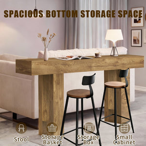 English Elm 63'' Farmhouse Console Table Rustic Wood Grain Sofa for Entryway or Hallway W3204P401255