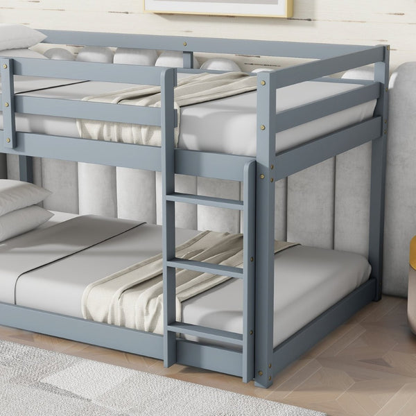 English Elm Solid Rubberwood Twin-Over-Twin Bunk Bed With Ladder – Sturdy, Space-Saving Design In Grey Finish W504P191644-GIGA