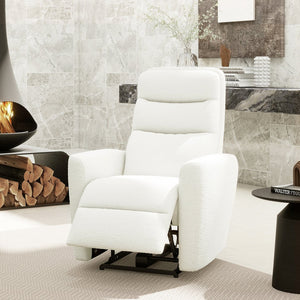 English Elm Jennifer Taylor Home - Bloomy Plush Power Recliner Chair in Chiffon White Bouclé — High-Back, Sherpa Comfort, USB-Nap Friendly B2719P238500