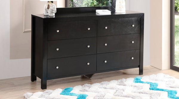 English Elm Burlington modern 6-drawer dresser with nickel hardware, dove-tailed drawers and durable wood veneer finish for stylish bedroom storage Black 19 L x 60 W x 37 H B078108132