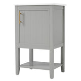 English Elm 20" Bathroom Vanity With Sink, Bathroom Cabinet With Soft Closing Door, Storage Rack and Open Shelf, Grey