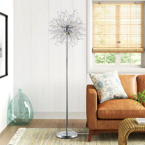 English Elm Crystal Floor Lamp - 69" Modern Chrome Standing Light With 32 Firework Crystals For Elegant Decor W2738P185397