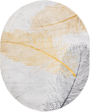 Unique Loom Finsbury Camilla Machine Made Botanical Rug Yellow Gray, Ivory 7' 10" x 10' 0"