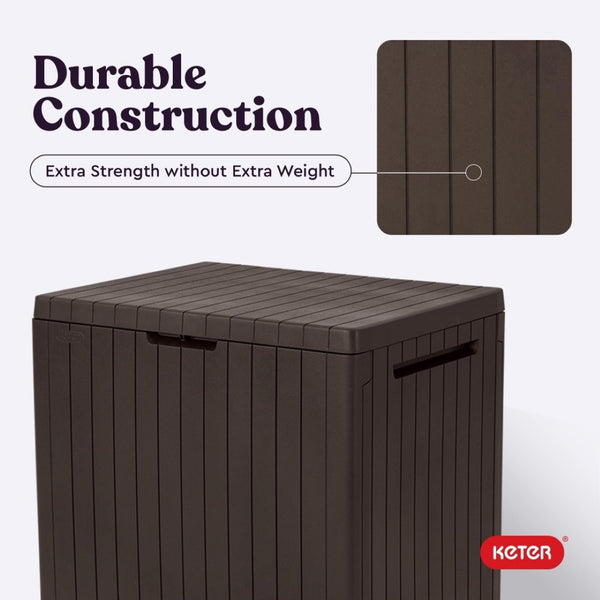 English Elm 30 Gallon Resin Deck Box Weatherproof Lockable Outdoor Patio Storage Container W2181P484988