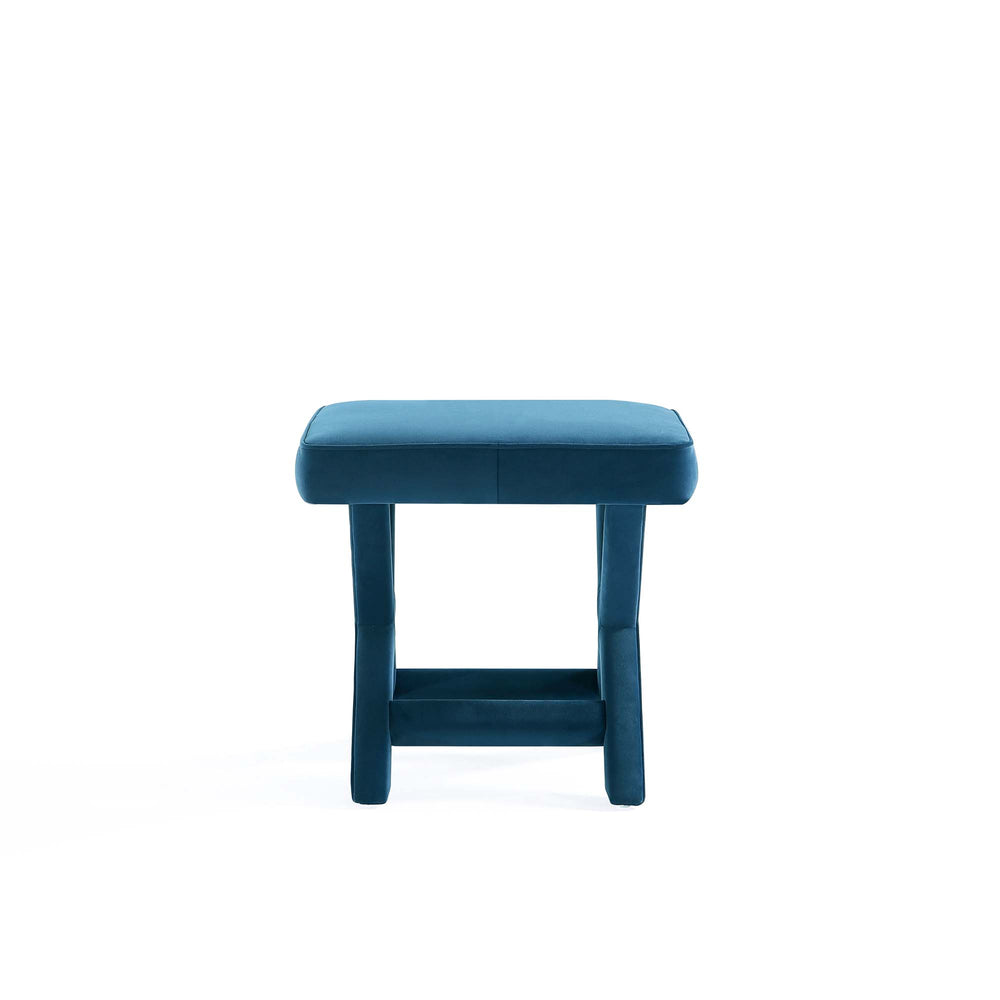 English Elm Abigail Mid-Century Modern Velvet Bench - Plush Blue Upholstered Accent Seat For Any Space B365P398204