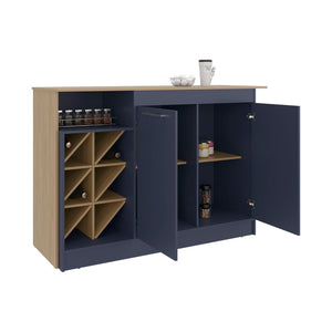 English Elm Harrell Two-tone Kitchen Island with Wine Rack Open Shelving and Cabinet Storage B097S00246