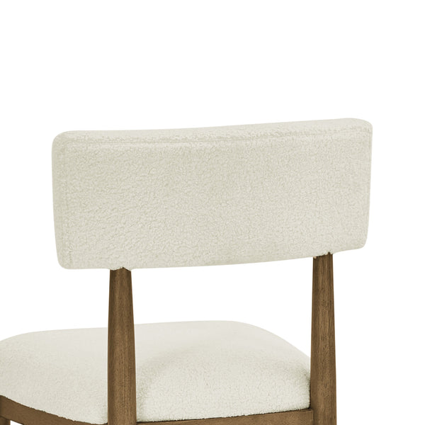 English Elm Darla Walnut Oak Dining Chairs Set of 2 with Beige Sherpa Upholstery, Curved Back & Padded Seat B061P353764