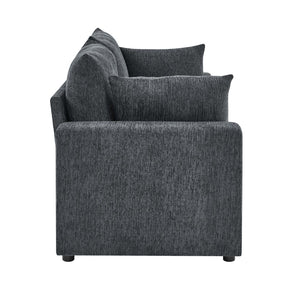 English Elm Modern Low Profile Upholstered Sofa Deep Seat Cushions for Apartment Living Rooms Blue Gray B343P435324