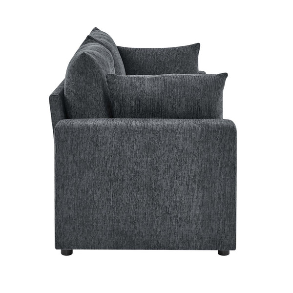 English Elm Modern Low Profile Upholstered Sofa Deep Seat Cushions for Apartment Living Rooms Blue Gray B343P435324