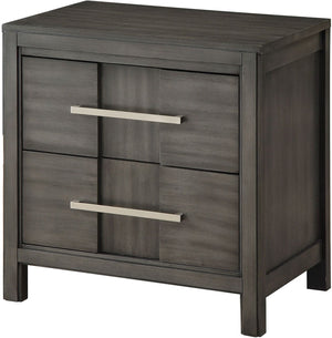 English Elm Transitional Rustic Two-Drawer Nightstand with Ample Storage, Solid Wooden Build and Easy Assembly Gray 27 L x 19 W x 28 H B2741P323130