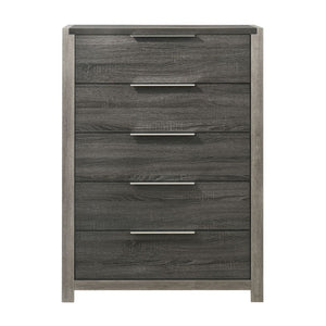 English Elm Modern Five-Drawer Storage Chest with Full-Extension Dovetail Drawers and Sleek Metal Handles, 38W Gray 58 L x 41 W x 19 H B2741P405635