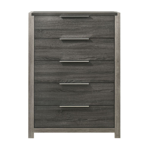 English Elm Modern Five-Drawer Storage Chest with Full-Extension Dovetail Drawers and Sleek Metal Handles, 38W Gray 58 L x 41 W x 19 H B2741P405635