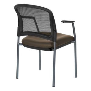 OSP Home Furnishings Progrid Mesh Back Stackable Chair with Titanium Frame for Conference Rooms Java 86710R-R102