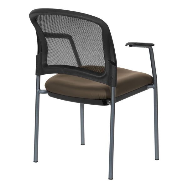 OSP Home Furnishings Progrid Mesh Back Stackable Chair with Titanium Frame for Conference Rooms Java 86710R-R102