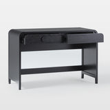 Chantelle Modern Curved Writing Desk with Statement Wood Drawer Pulls Black WECHA42OS2BL0 Walker Edison