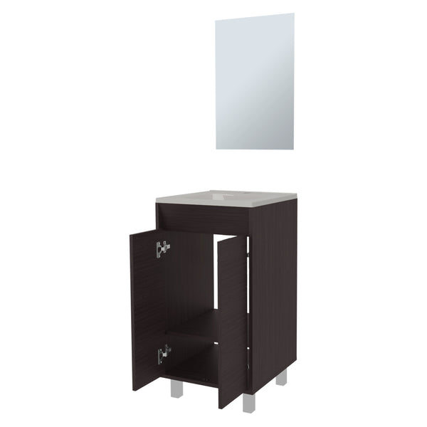 English Elm Saratoga Wenge Bathroom Cabinet with 2 Soft-Close Doors, Space-Saving 34.1"H x17.8"W x17.8"D, Scratch-Resistant B128P314813