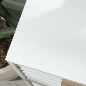 English Elm 4-Drawer Chest In Sleek White Finish With Gold-Tone Accents – Stylish Storage For Any Room! B356P402713