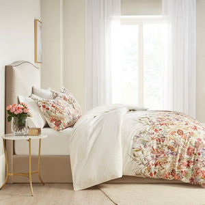 English Elm King/Cal King/Cal Mariana 3 Piece Cotton Printed Duvet Cover Set - Watercolor Floral, OEKO-TEX, Button Closure, Machine Washable B03597346