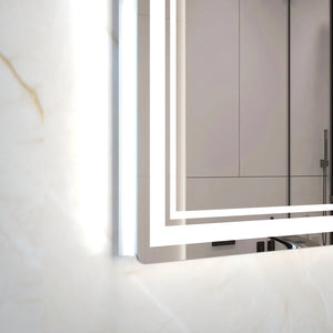 English Elm 60x40 LED Bathroom Mirror with Aluminum Frame, IP44 Waterproof, 3-Mode Touch Dimmer, Plug or Hardwire W708P235376