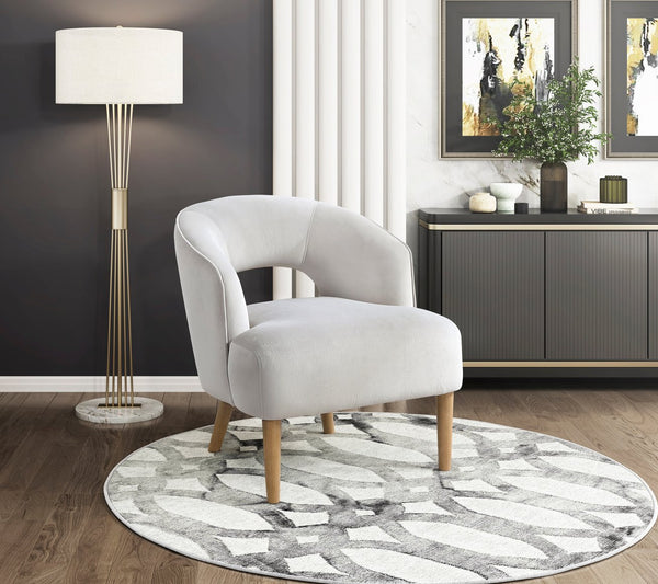 English Elm Luxury Velvet Barrel Accent Chair with Plush Pocket Coil Seat and Solid Wood Legs, Stylish Comfort Gray 27.5 L x 26.5 W x 22 H B011P308024
