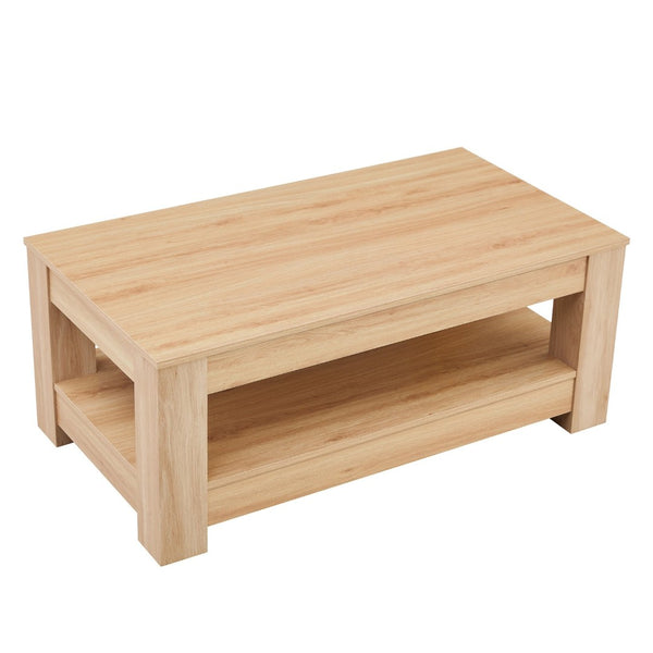 English Elm A Modern Two-tier Mdf Coffee Table with Open Shelf for Living Room Storage W3875P392270