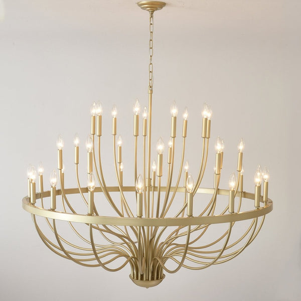 English Elm 36-light Matte Black Iron Candle Chandelier Farmhouse Industrial Style for Large Dining Rooms W5008P464950
